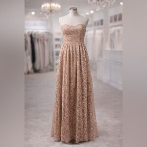 Honey and Rosie Strapless Lace Dress – Juniors Size 7 (Blush/Nude Tone)